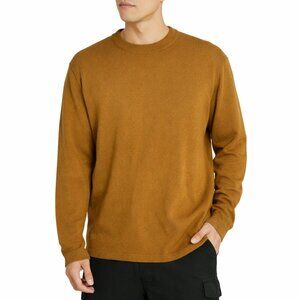 The Commons 100% Merino Wool Crewneck Sweater Camel Brown L Quiet Luxury NWT